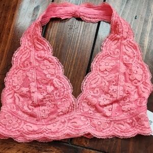 Out From Under Sz L Lace Halter Bralette in Pink